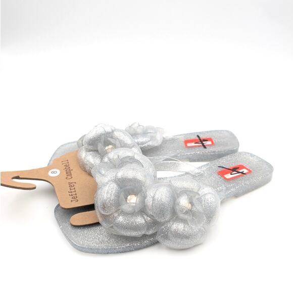 Jeffrey Campbell Fleuris Jelly Flip Flop Thong Sandal Silver Size US8 EU39 - Picture 2 of 11